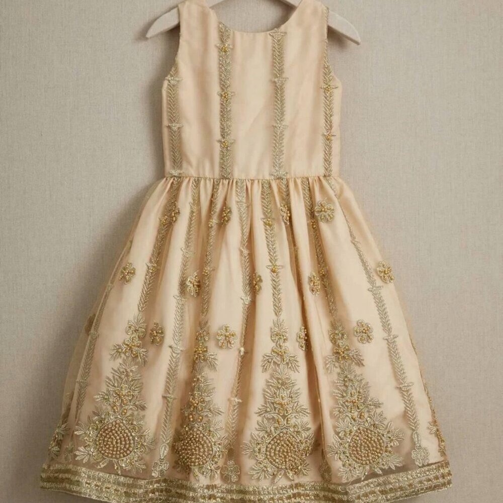 Chasing Fireflies Gold Embroidered Beaded Formal Dress 10 Girls Princess Wedding